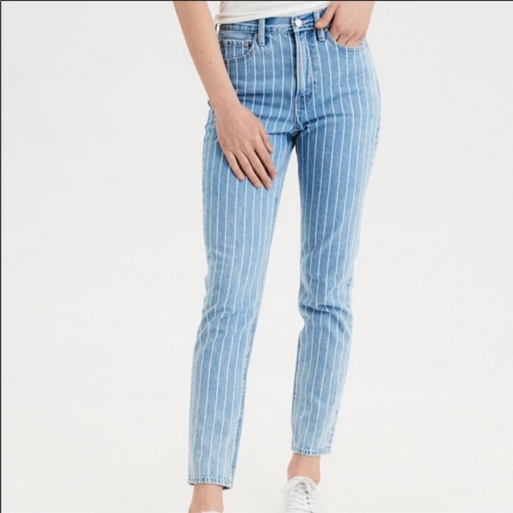 American Eagle Striped Mom Jeans